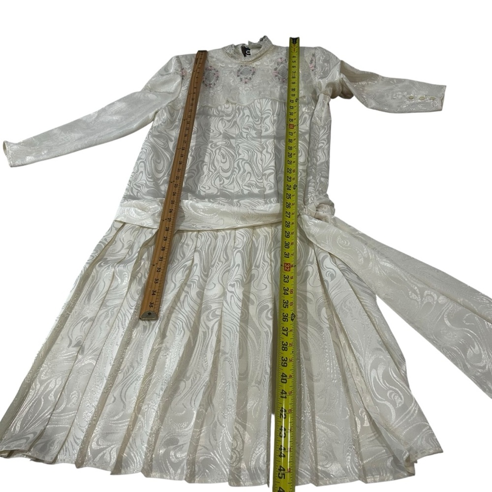 Vintage Victorian style midi dress womens size medium Cream Lacey renaissance - Picture 12 of 15